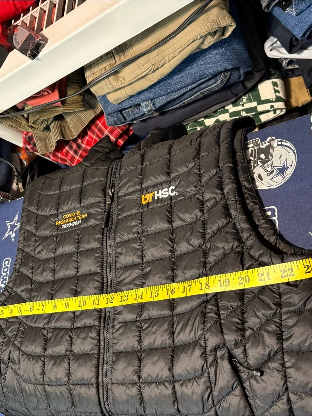 The North Face Black Quilted Puffer Vest with UT HSC Embroidery